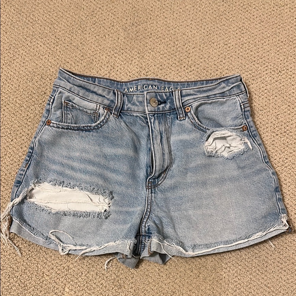 American Eagle Outfitters Blue Distressed Jean Shorts